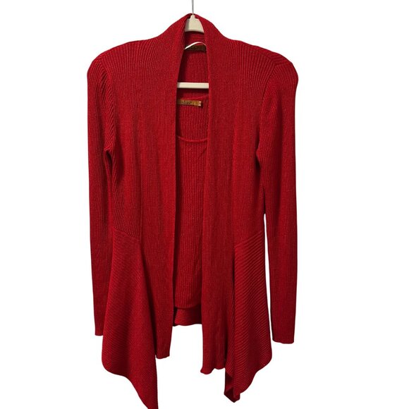 Belldini Red Asymmetrical Cardigan Sweater With Tank Size PM/PL Sweater Set - Picture 1 of 12